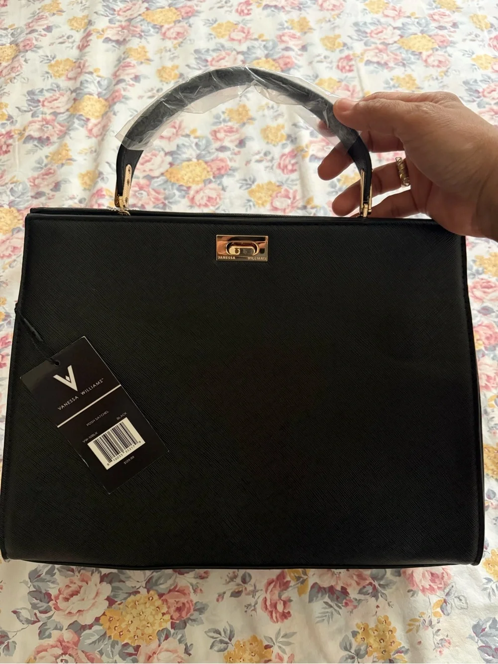 V By Vanessa Williams Black Structured Top-Handle Satchel